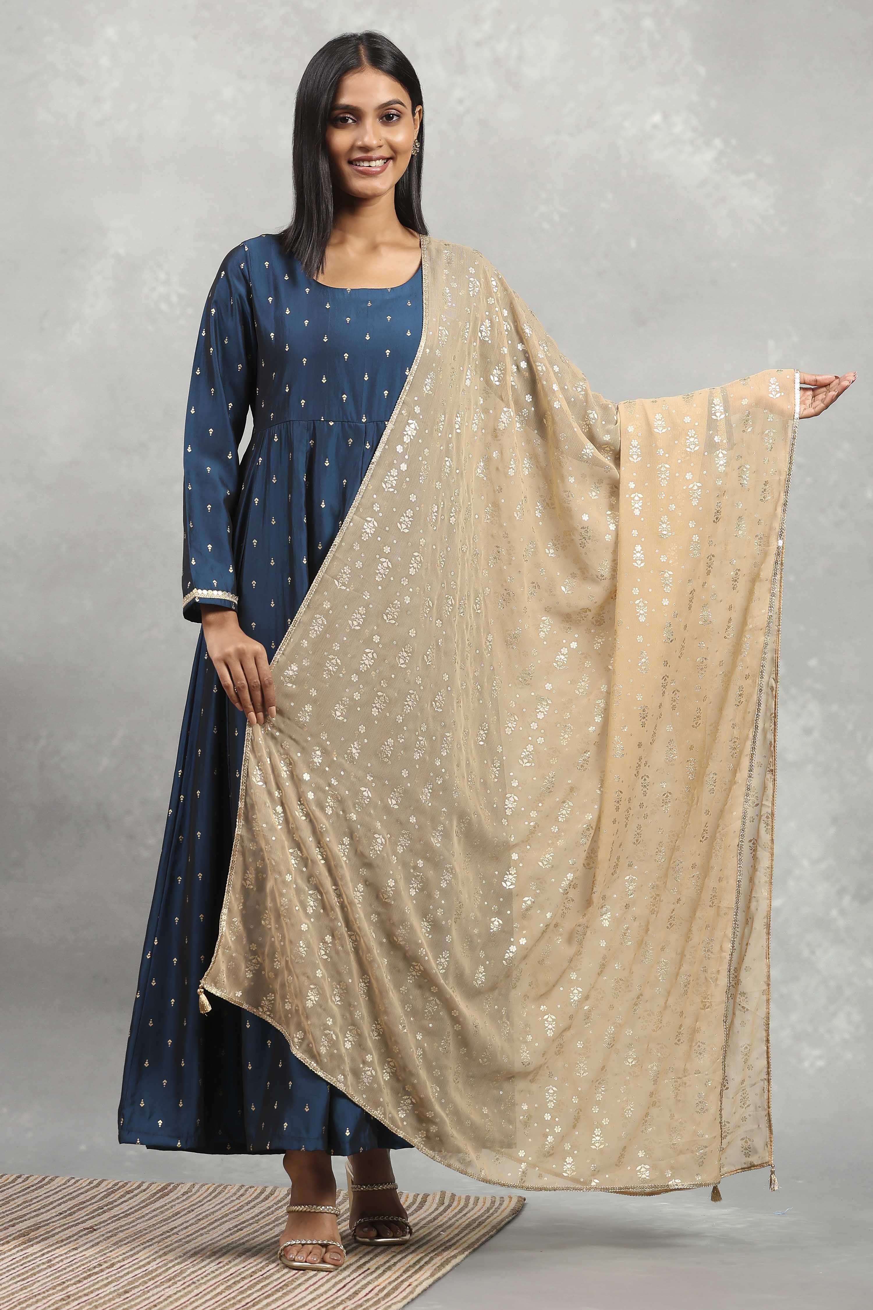 Gold Polyester Printed Dupatta image number 0