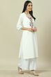 White Cotton Straight Kurta image number 3
