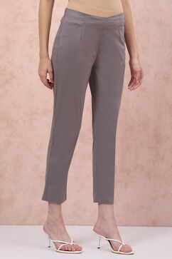 Grey Cotton Slim Pants image number 4