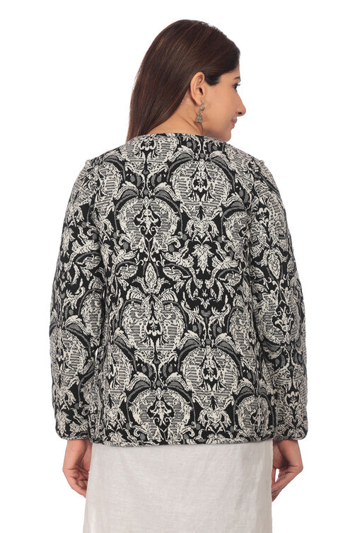 Black Straight Poly Cotton Jacket image number 5