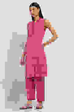 Fuschia Cotton Straight SET image number 3