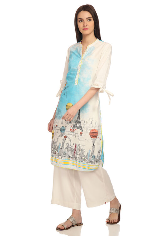 White Straight Cotton Kurta image number 2