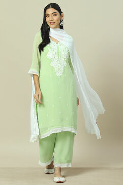 Lime Green Cotton Blend Palazzo image number 0