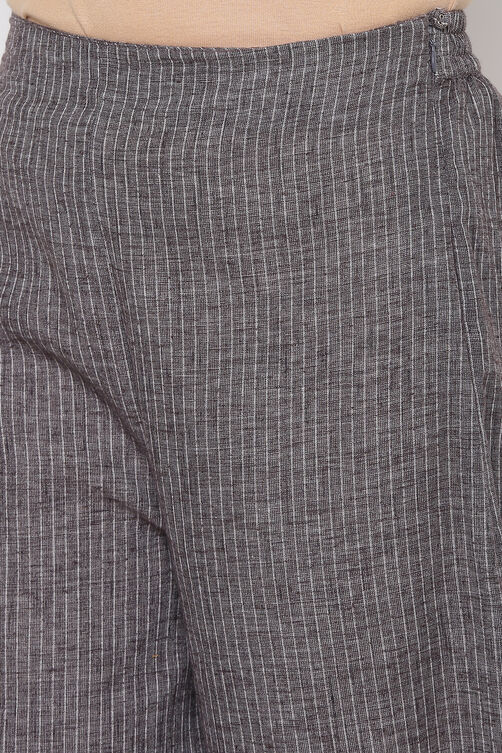 Grey Cotton Straight Suit Set image number 3