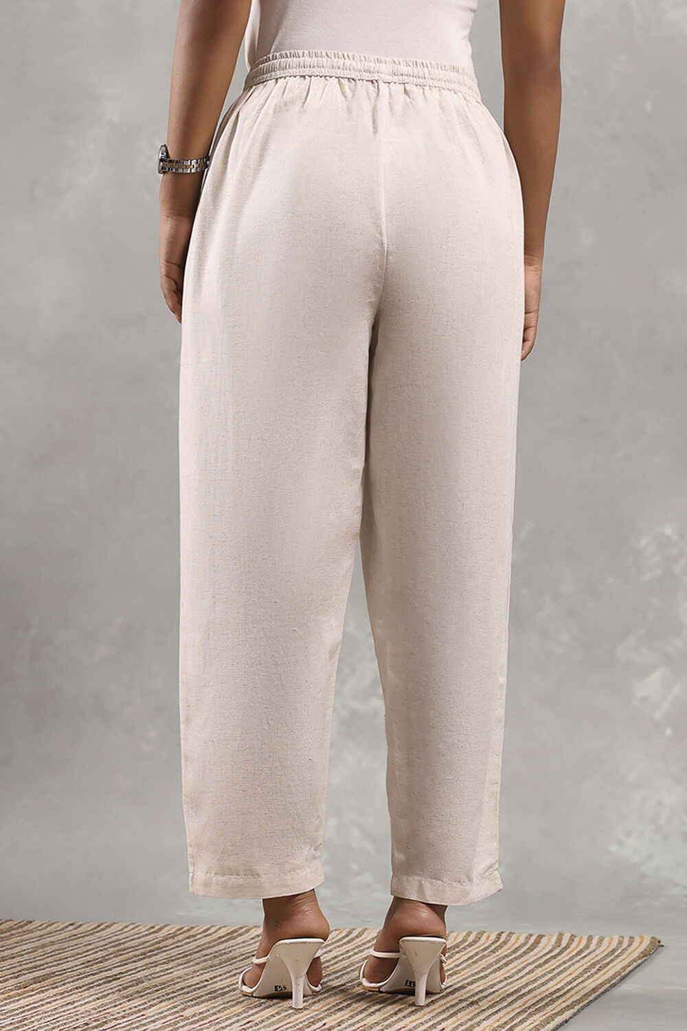 Natural Rayon Blend Solid Straight Pants image number 5