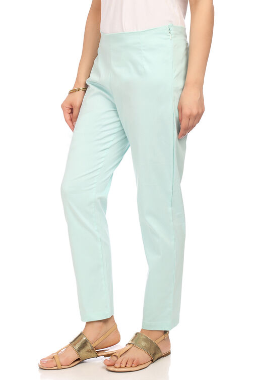 Blue Cotton Slim Pants image number 1