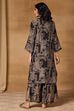 Black Viscose Blend Straight Printed Kurta Pants Set image number 5