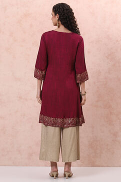 Pink A-Line Kurta image number 4