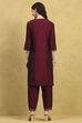 Wine Polyester Blend Solid Straight Suit Set image number 4