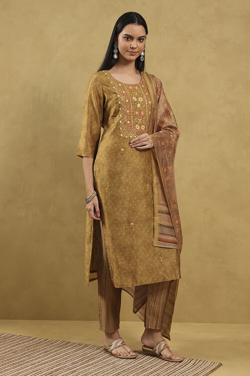 Blue Polyester Printed Straight Suit Set image number 4