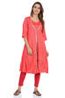 Coral Front open Viscose Kurta image number 0