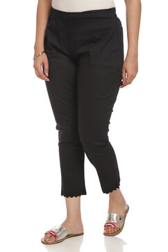 Black Poly Cotton Slim Pants image number 2