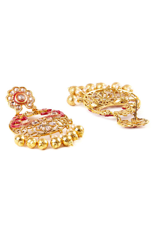 Red Metal Brass Earrings image number 3