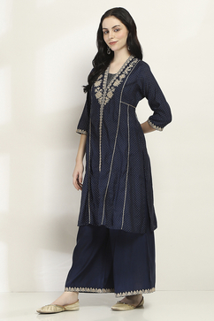 Navy Viscose Kalidar SET image number 3