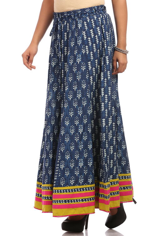 Indigo Flared Cotton Skirt image number 2
