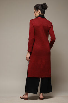 Maroon Acrylic Straight Suit Set image number 2