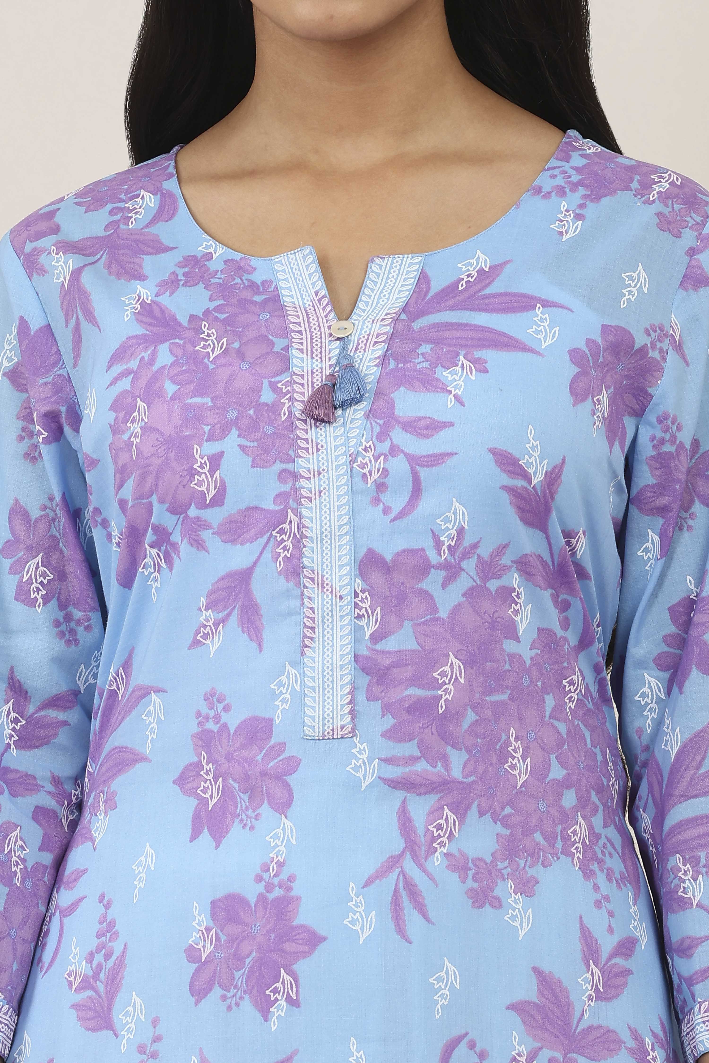 Blue Cotton Straight Kurtas image number 1