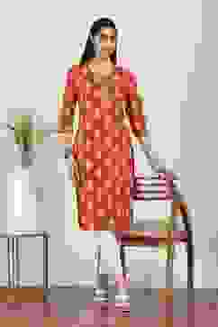 Brown Cotton Straight Kurtas image number 0