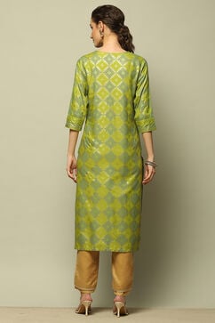 Green Rayon Printed Straight Kurta image number 3