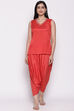 Coral Polyester Viscose Straight Suit Set image number 3