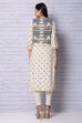 Off White Viscose Kurta With Jacket image number 6
