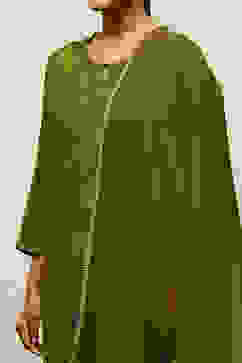 Green Printed Straight Suit Set image number 6