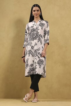 Black Viscose Rayon Printed Straight Kurta image number 5