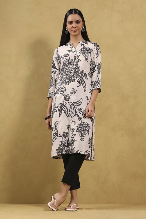 Black Viscose Rayon Printed Straight Kurta image number 5