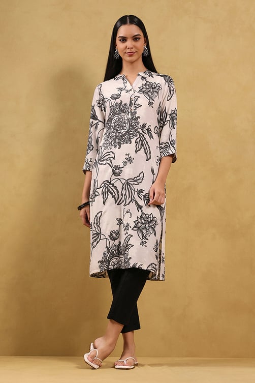Sea Green Printed Straight Kurta image number 5