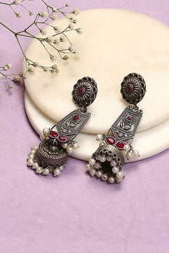 Red Oxidised Alloy Earrings image number 0