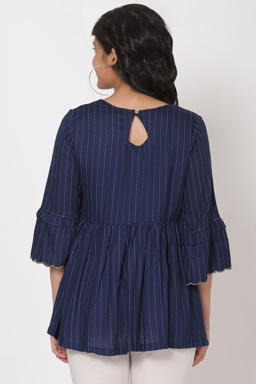Navy Blue Viscose And Rayon Indie Top image number 5