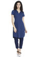 Dark Blue Cotton Slim Pants image number 4
