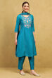 Mustard Polyester Solid Straight Suit Set image number 5