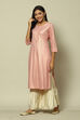 Peach LIVA Straight Printed Kurta image number 2