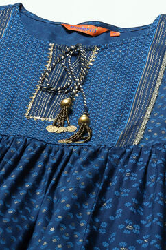 Blue LIVA Tiered Dress image number 1