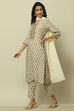Ivory Printed Straight Kurta & Pants Suit Set image number 4
