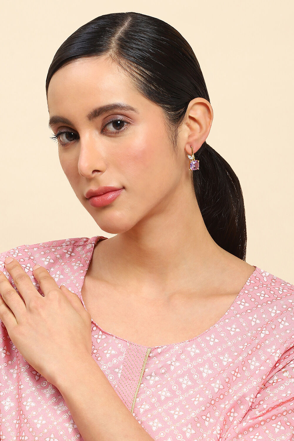 Light Purple Brass Jhumka image number 3