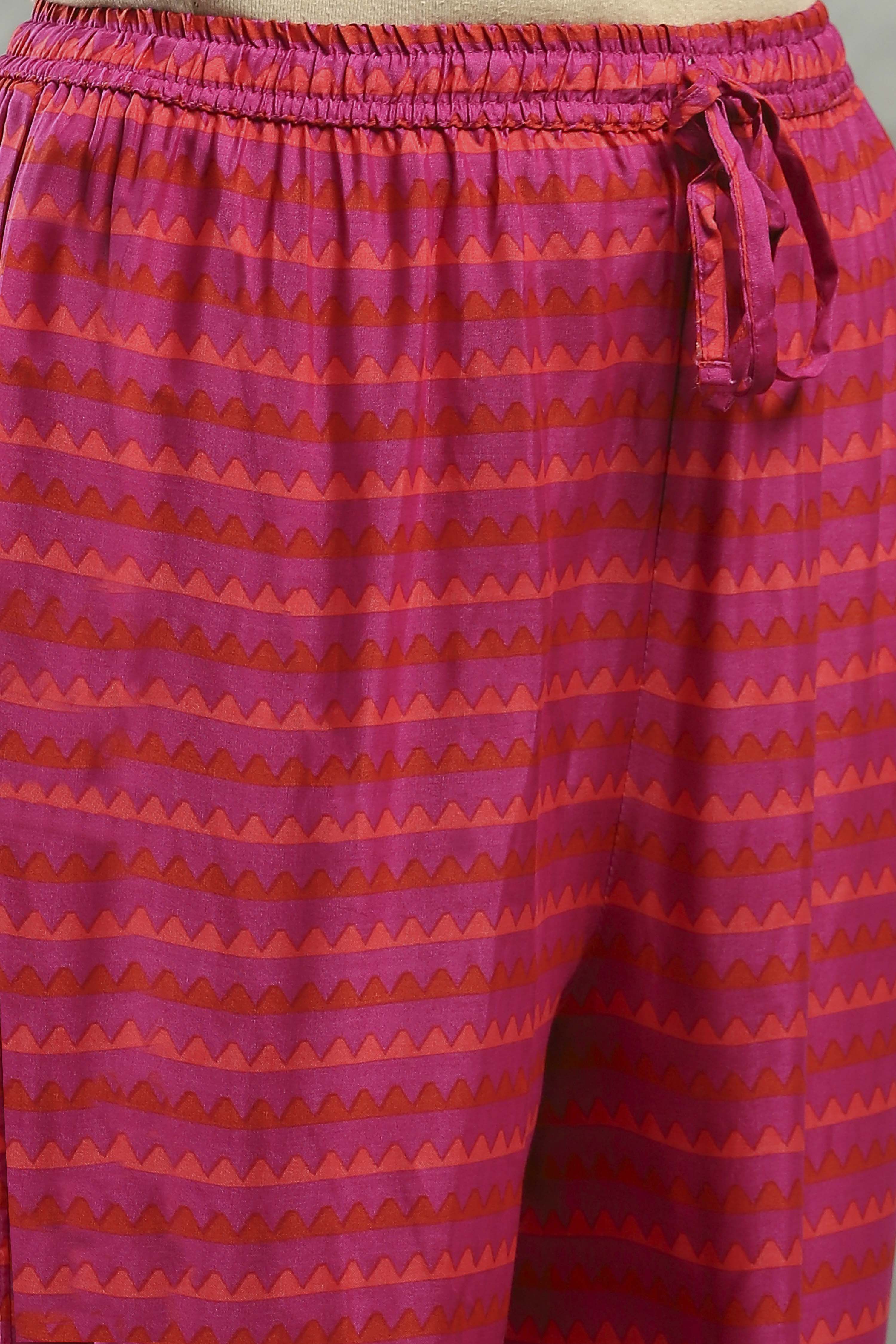 Purple Viscose Straight Kurta Pants Set image number 2