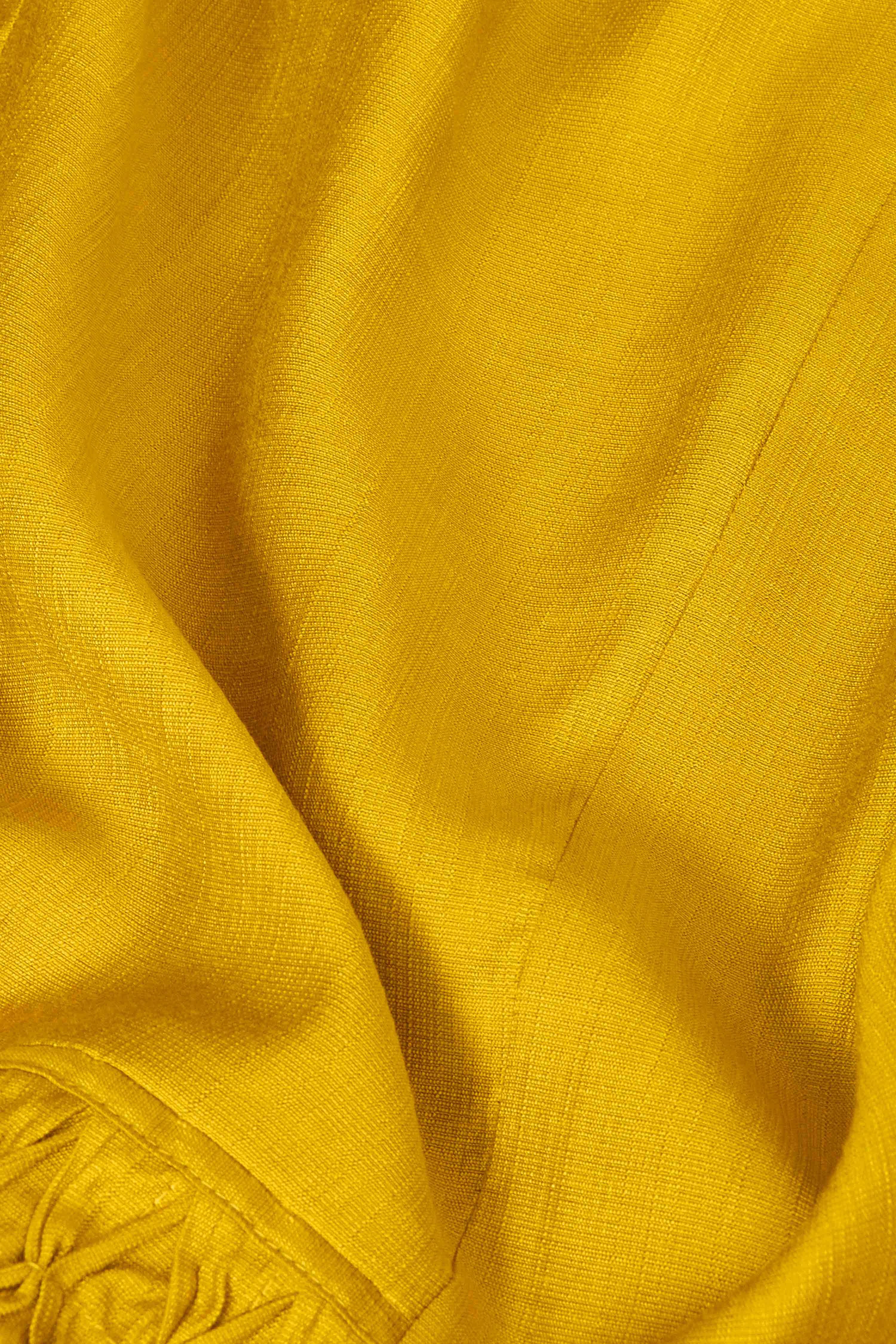 Yellow Viscose Blend A-Line Solid Suit Set image number 3