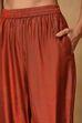 Rust Viscose Blend Straight Solid Suit Set image number 2