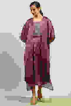 Purple Poly Georgette Printed Kaftan  image number 0