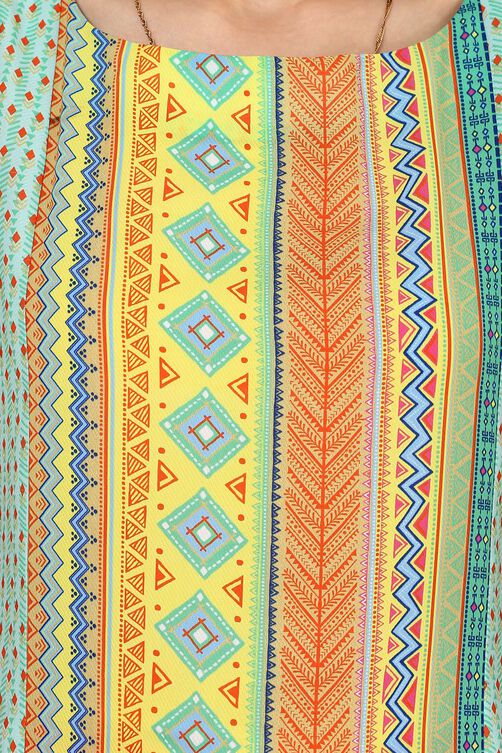 Teal Blue Straight Cotton Indie Top image number 5