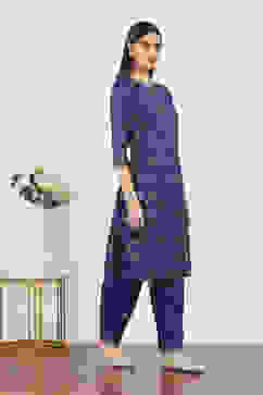 Blue Rayon Viscose Rayon Kurta Pants Set image number 5