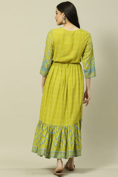 Lime Green LIVA Tiered Dress image number 4