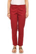 Maroon Cotton Slim Pants image number 0