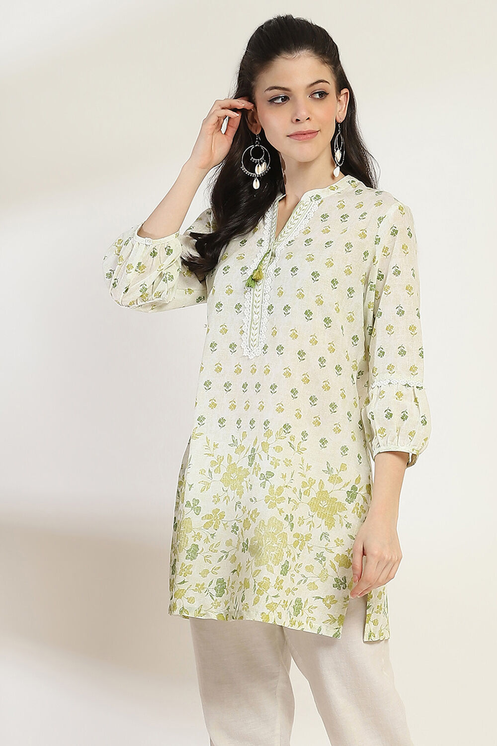 Green Cotton Straight Kurti image number 2