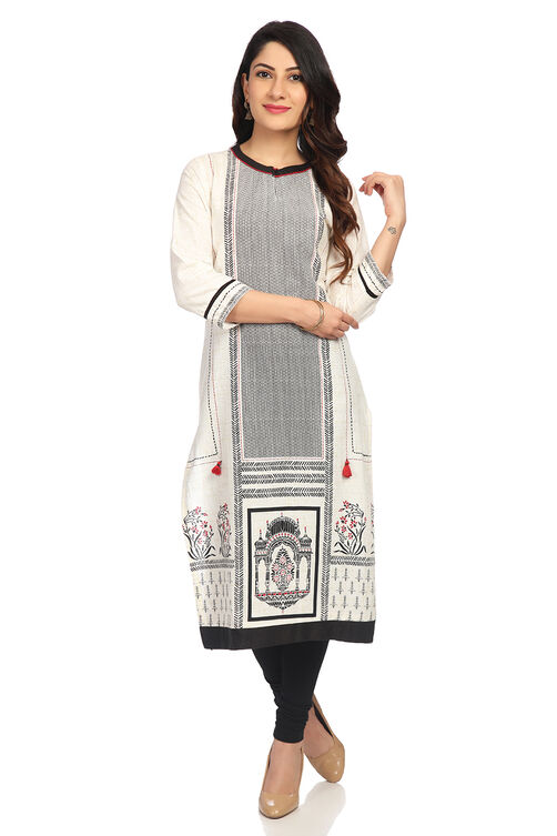 Ecru Straight Cotton Kurta image number 0