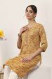 Yellow Viscose Polyester Straight Kurtas image number 6