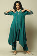 Green Poly Viscose Straight Printed Suit set image number 0