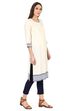 Off White Straight Cotton Kurta image number 3